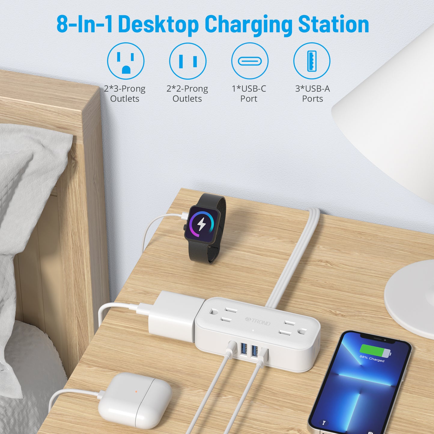Flat Plug Extension Cord, Ultra Thin Power Strip
