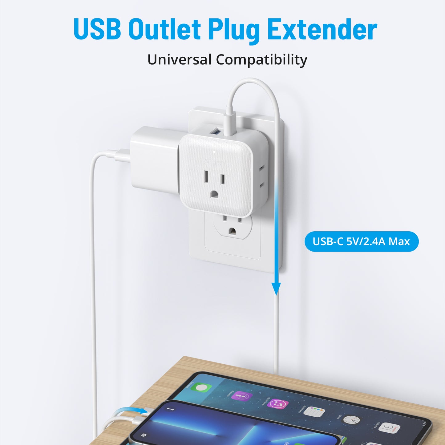 Multi Plug Outlet Extender with USB, TROND Outlet Splitter with 2 USB Wall Charger(1 USB C), 4 Outlet Expander