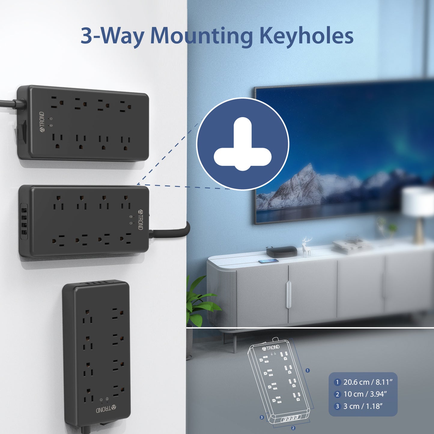 8-Outlet Surge Protector w/ 4 USB Ports, 5ft, 4000J