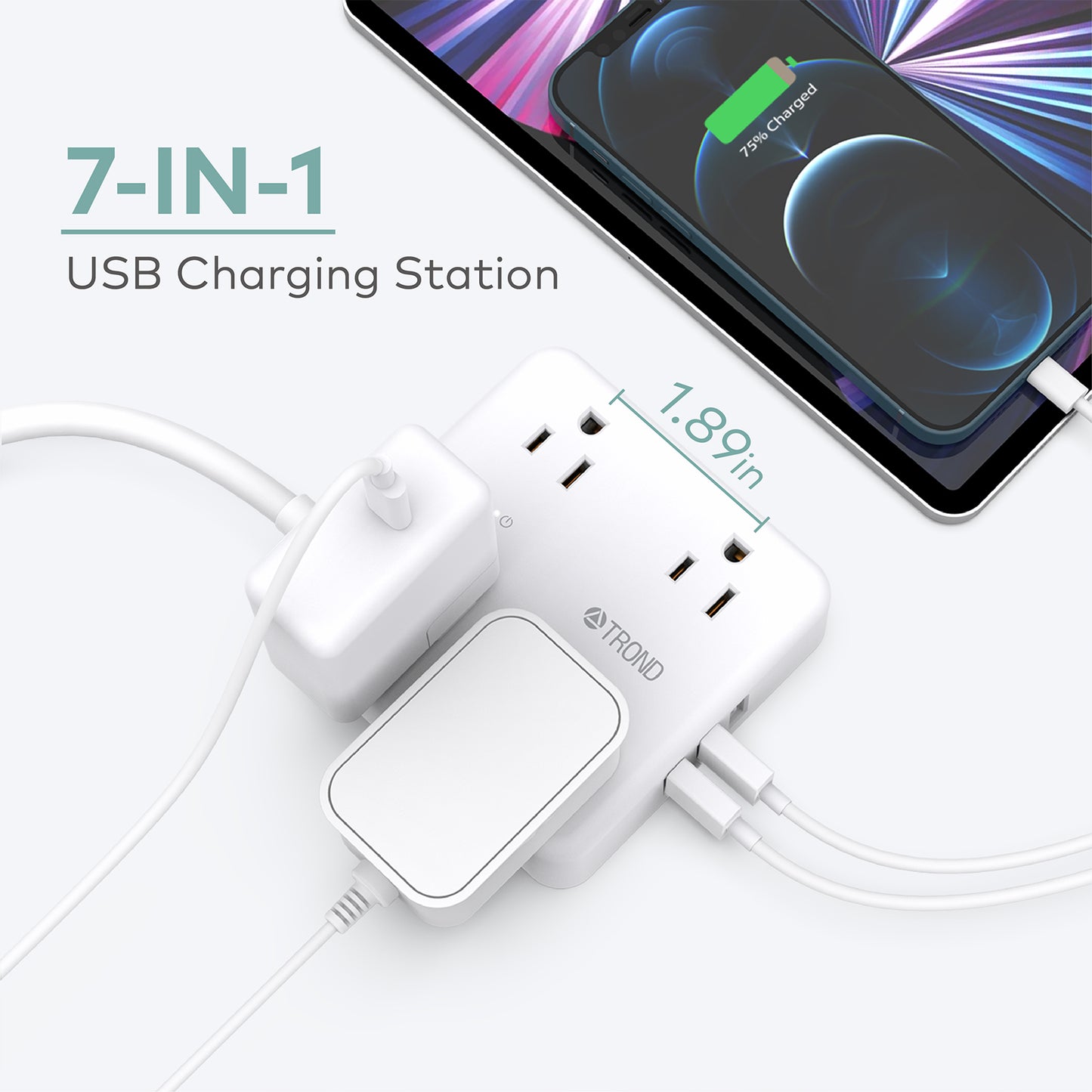 2 Prong Power Strip Surge Protector 5ft Extension Cord