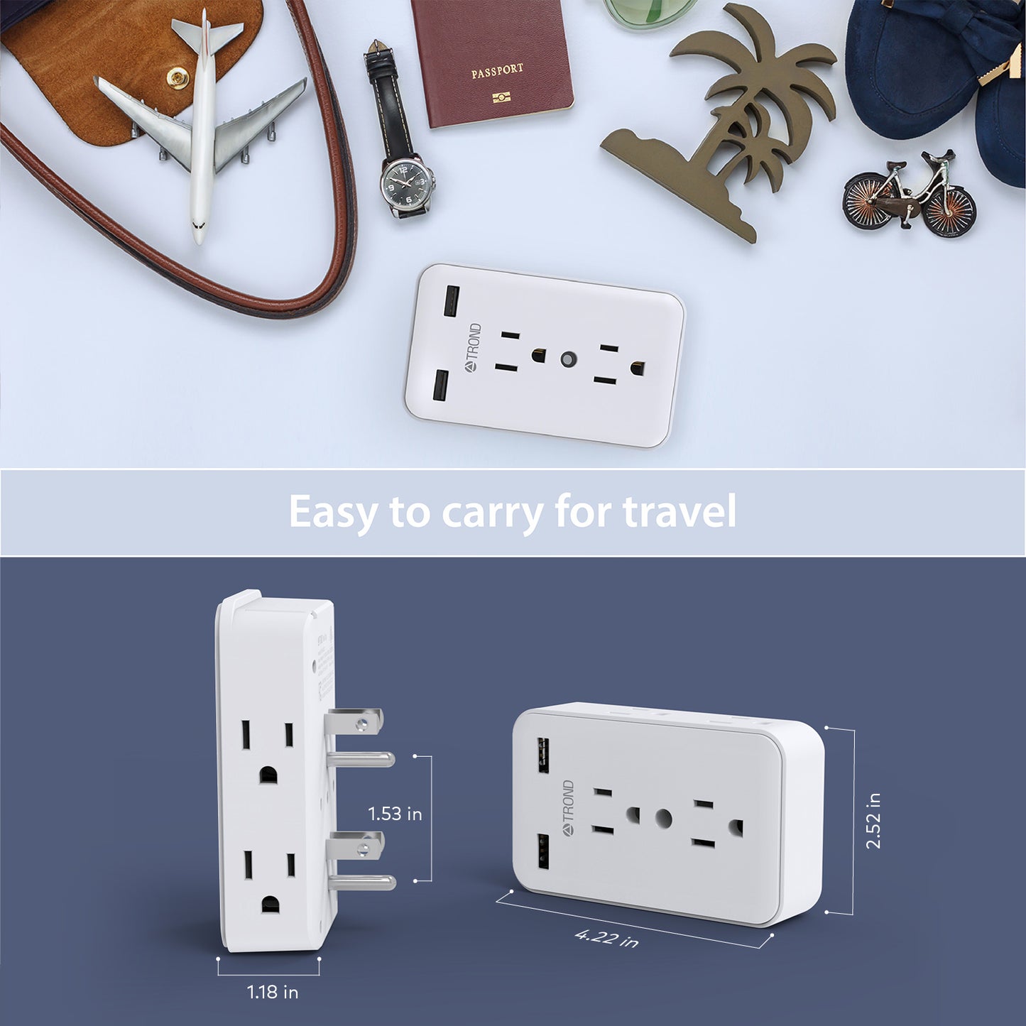 Multi Plug Outlet Extender 6A2U Wall Charger