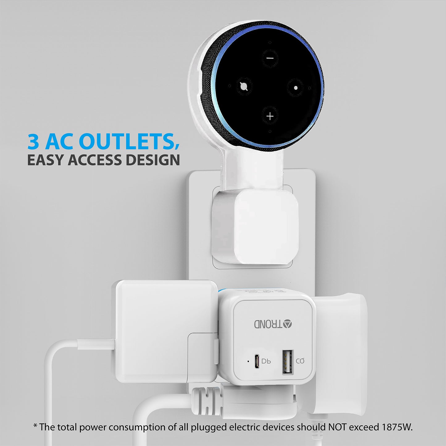 3-Outlet Wall Tap w/ USB-A&C Ports