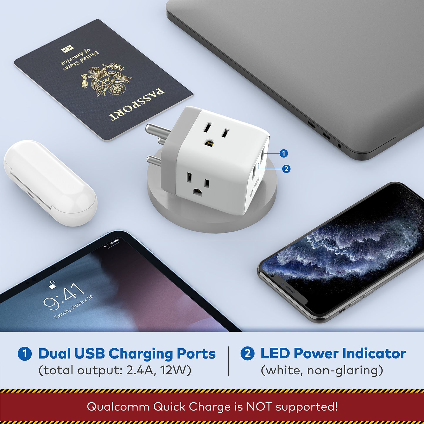 Travel Plug Adapter for US to India