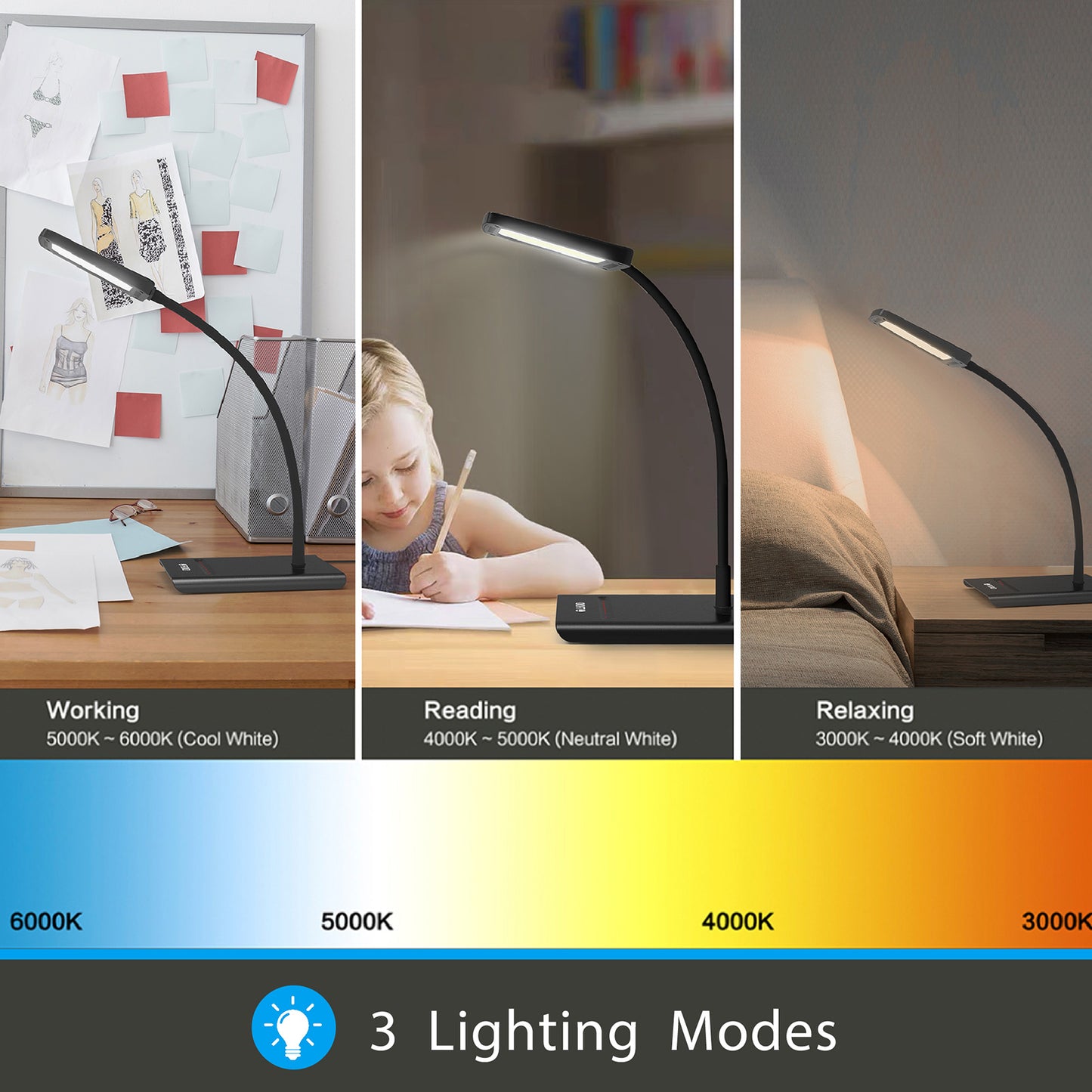 LED Desk Lamp 3 Lighting Modes
