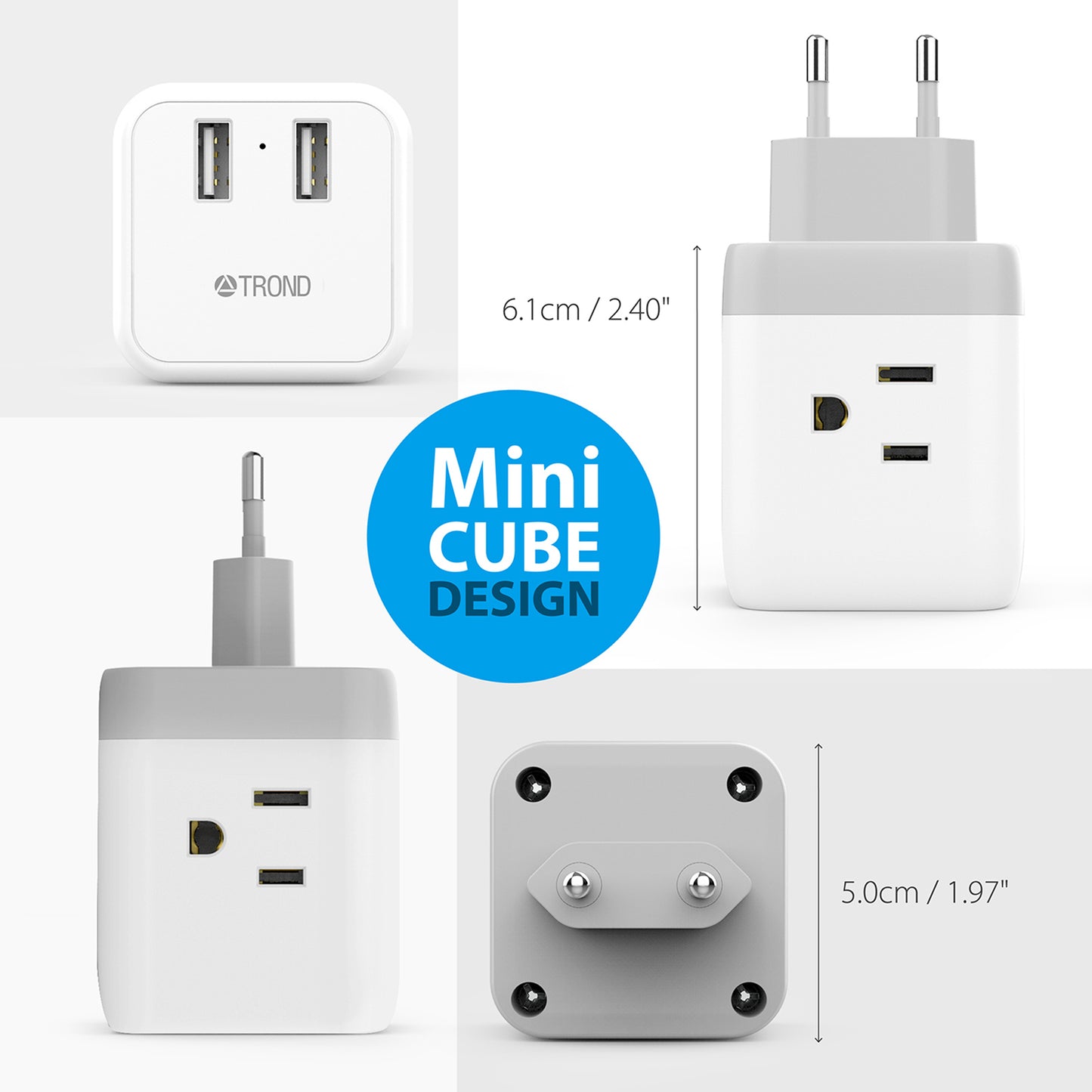Travel Plug Adapter for US to Europe Type C