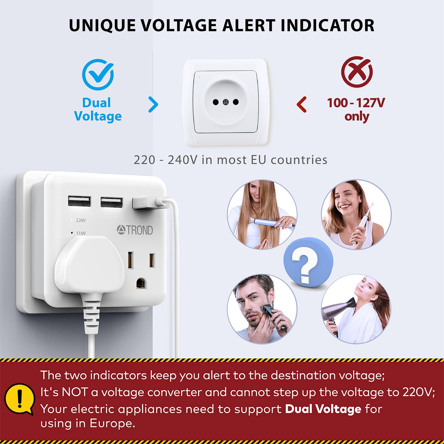 Travel Plug Adapter for US to Europe Type C