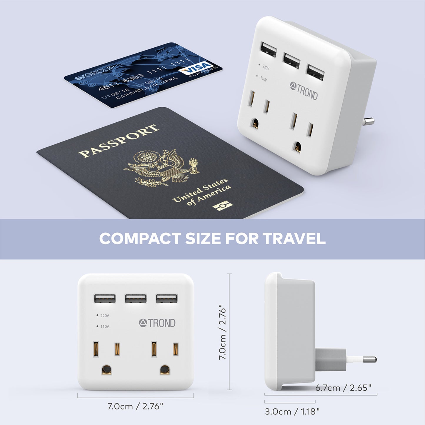 Travel Plug Adapter for US to Europe Type C