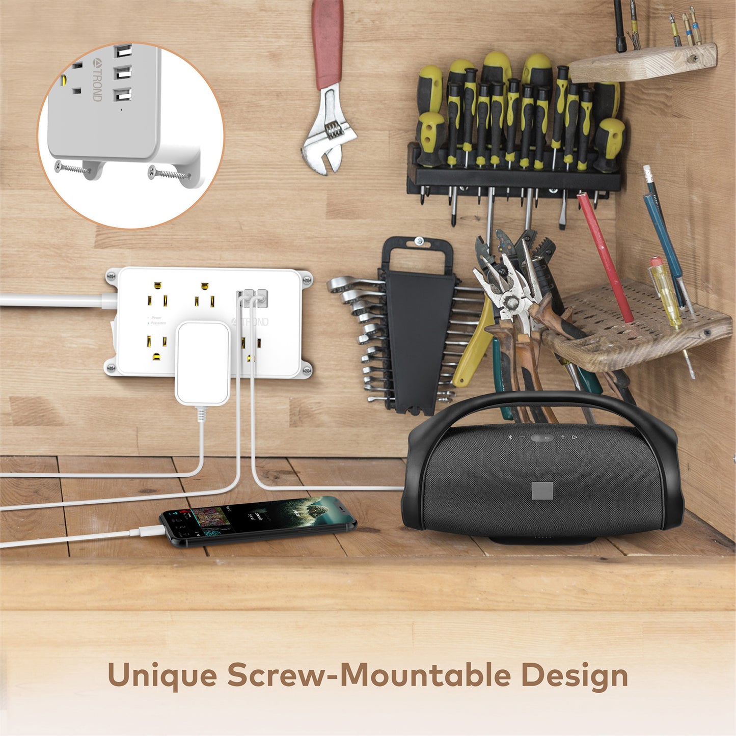 5-Outlet Surge Protector w/ 3 USB Ports, 1300J White