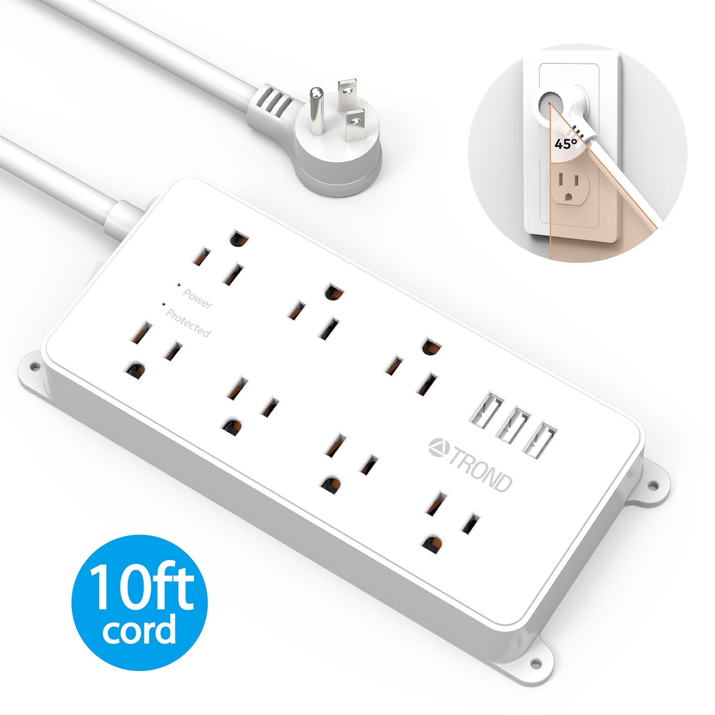7-Outlet Surge Protector w/ 3 USB Ports, 1700J