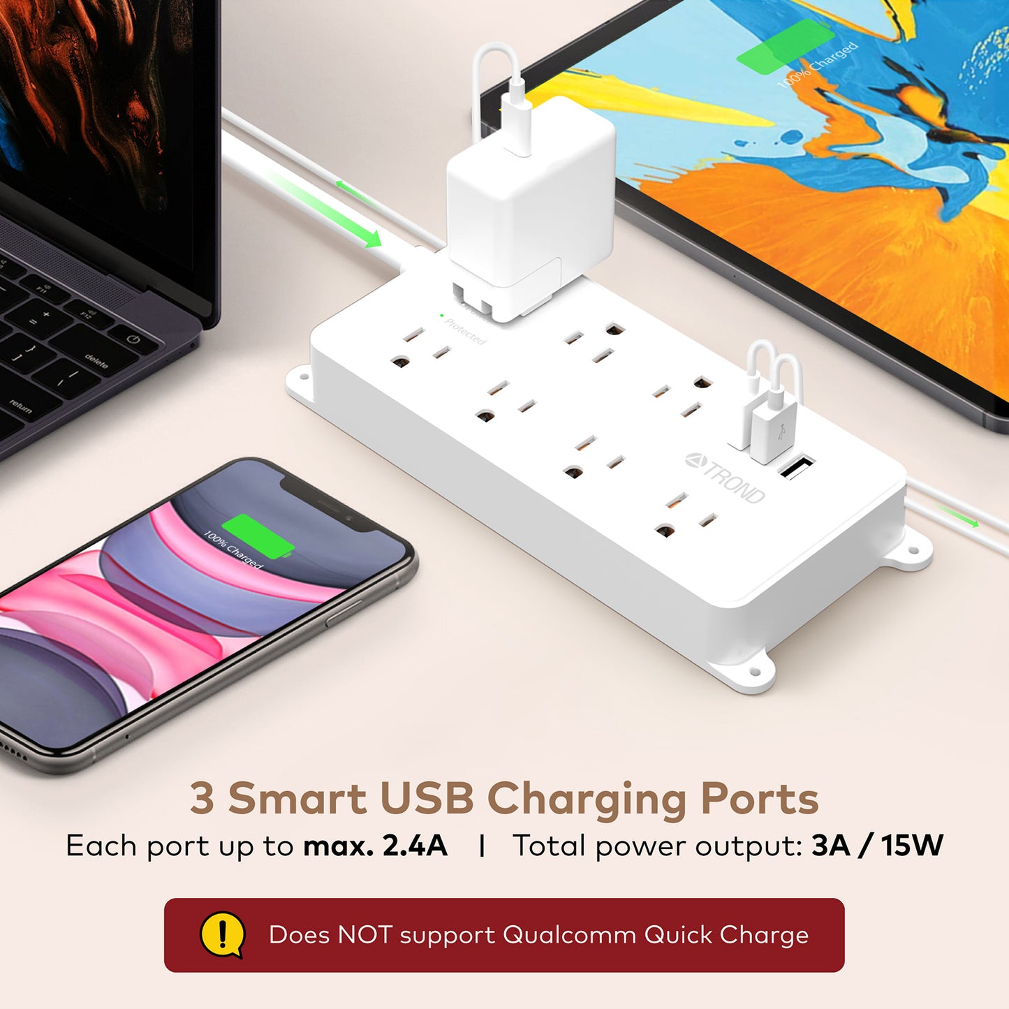 7-Outlet Surge Protector w/ 3 USB Ports, 1700J