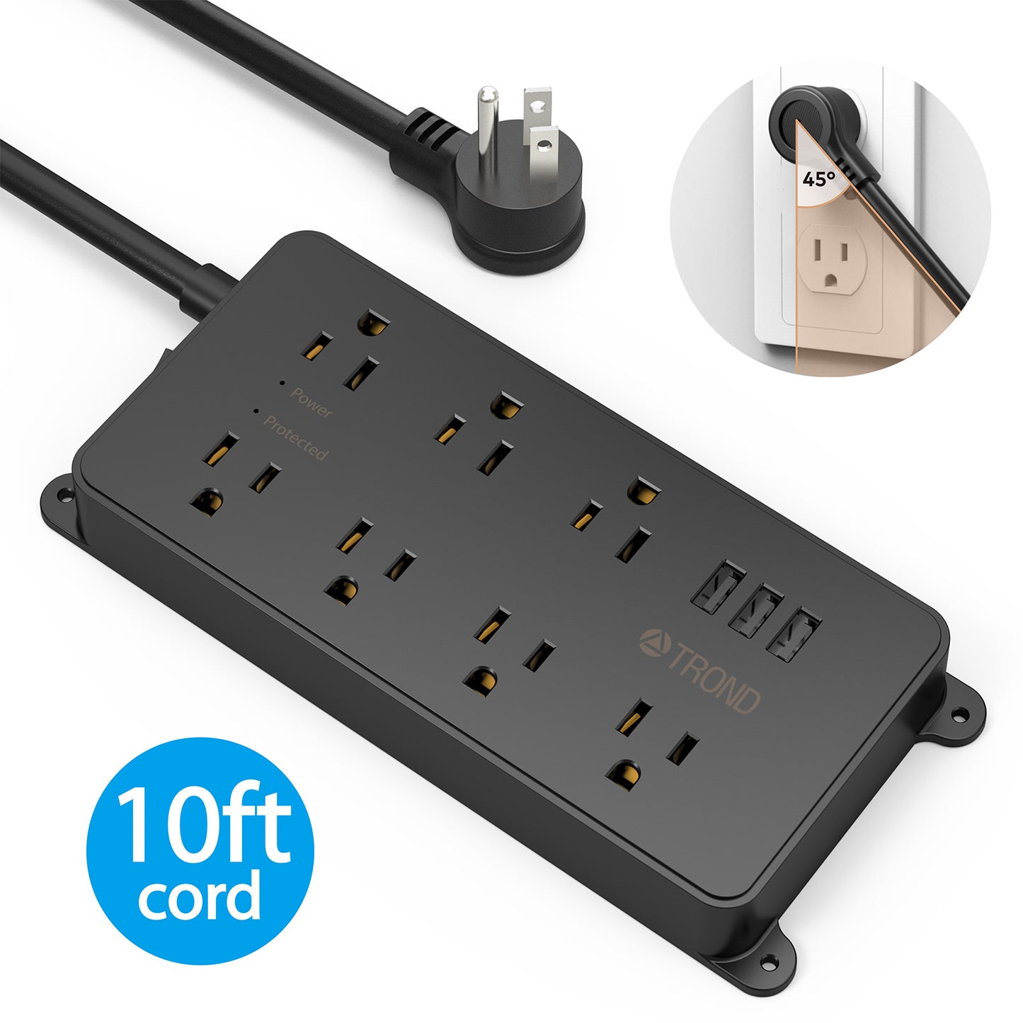 7-Outlet Surge Protector w/ 3 USB Ports, 1700J