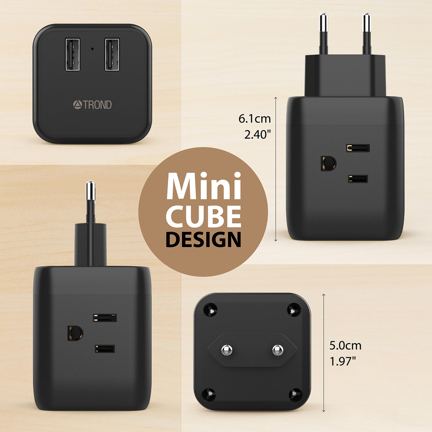 Travel Plug Adapter for US to Europe Type C