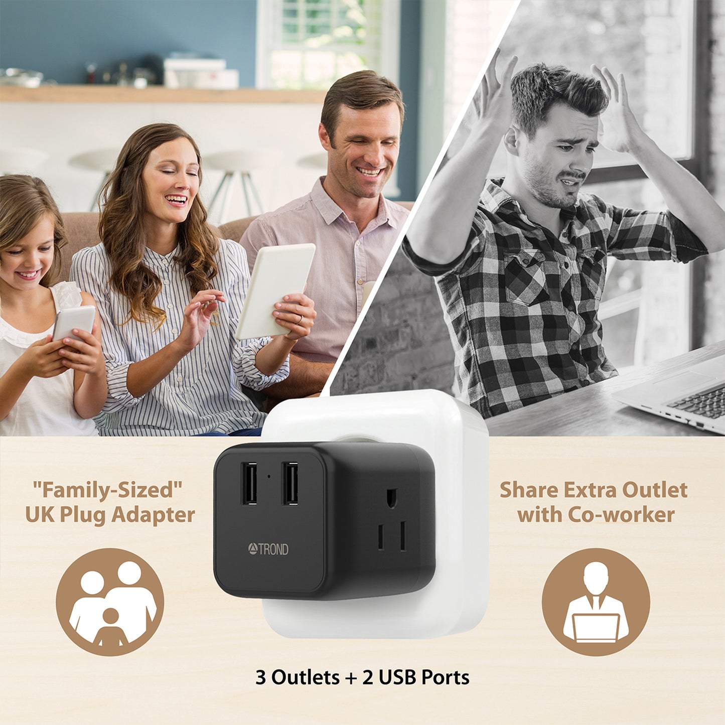 Travel Plug Adapter for US to UK