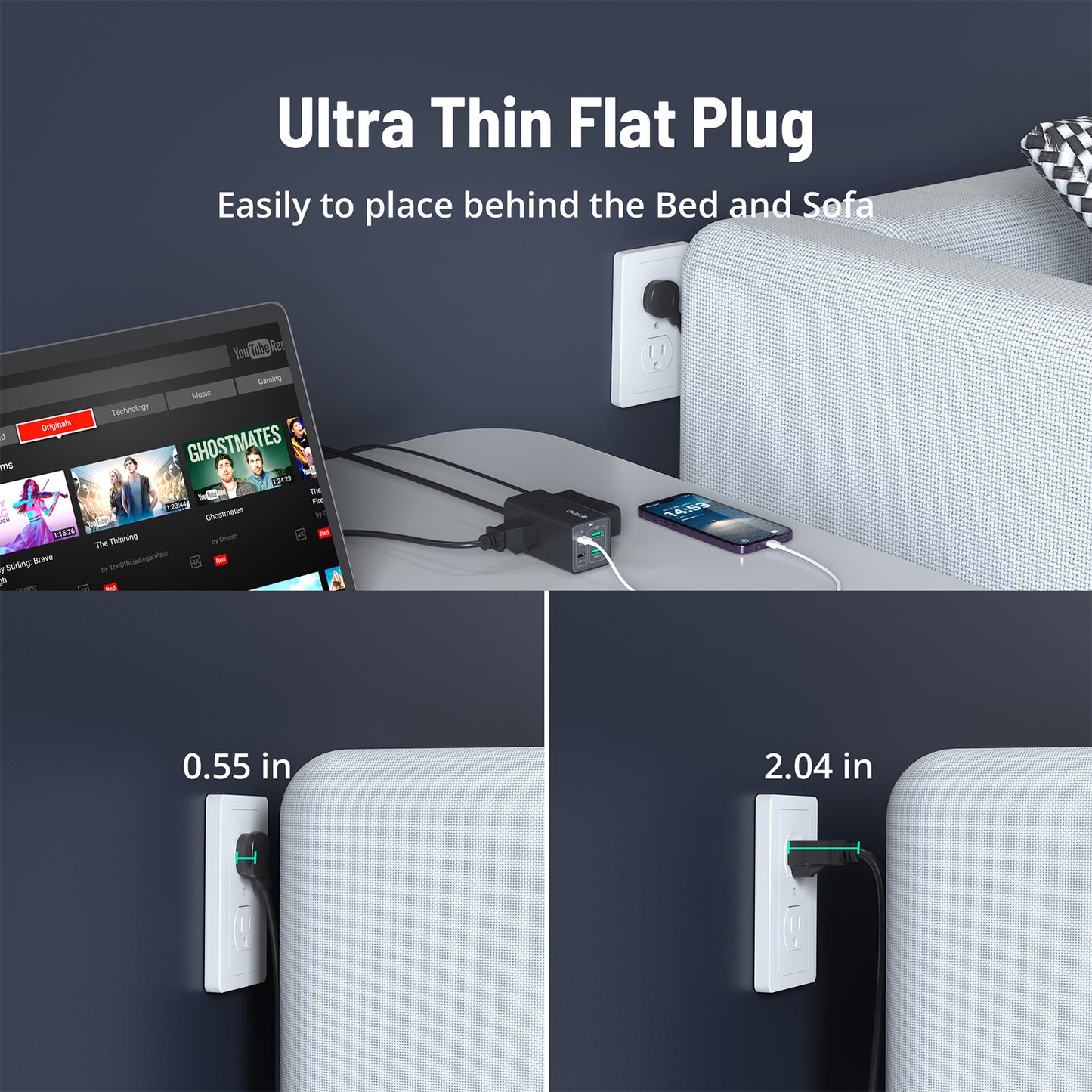 TROND USB C Charger, 65W USB C Charging Station Desktop Power Strip for Travel and Work