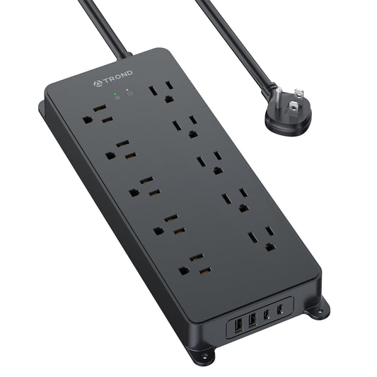 Power Strip Surge Protector, TROND 10 Widely Spaced Outlets with 4 USB Ports