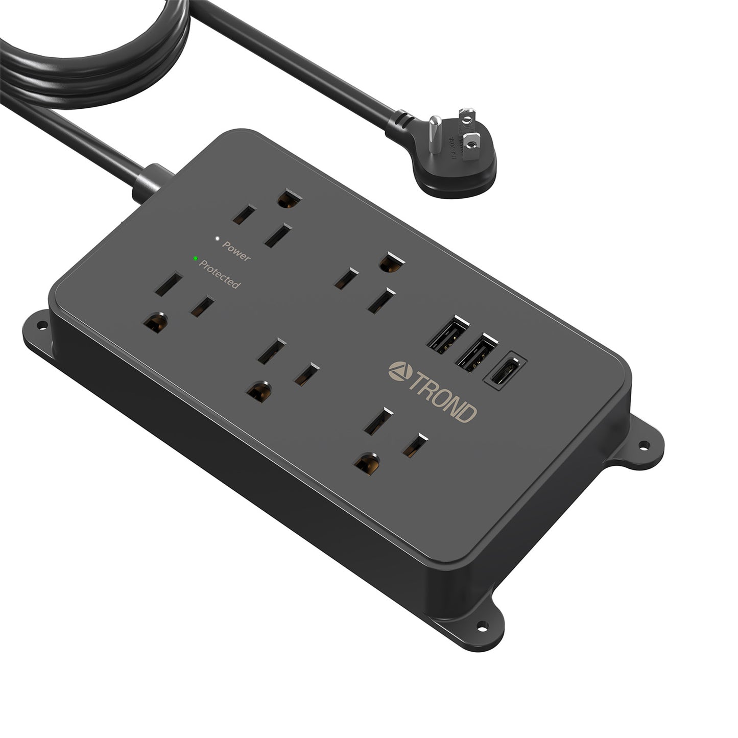 5-Outlet Surge Protector w/ 3 USB Ports, 1300J Black