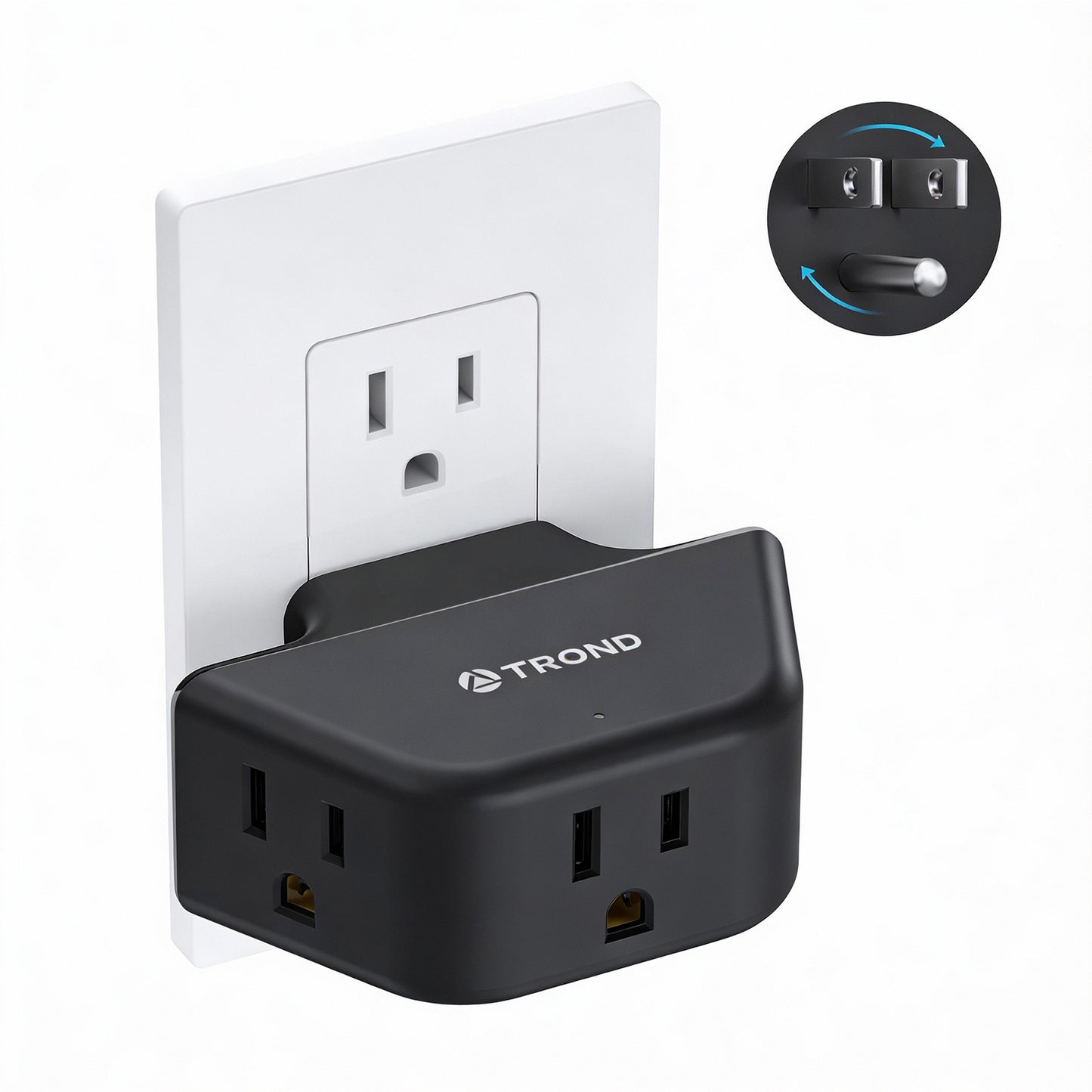 360 Rotating Plug Outlet Extender, Outlet Splitter with 3 Grounded Sockets