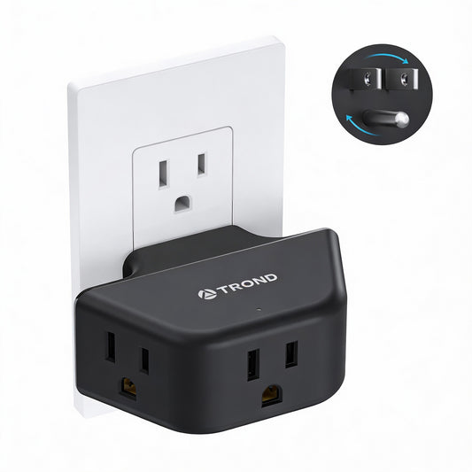 360 Rotating Plug Outlet Extender, Outlet Splitter with 3 Grounded Sockets