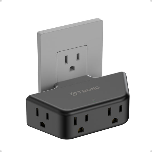 TROND Black 360 Rotating Plug Outlet Extender, Space-Saving Outlet Splitter