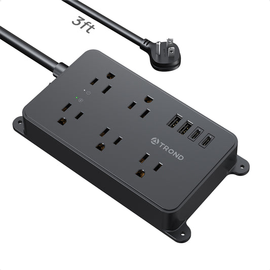 TROND Power Strip Surge Protector 3ft | 5 Widely-Spaced Outlets with 2 USB A and 2 USB C