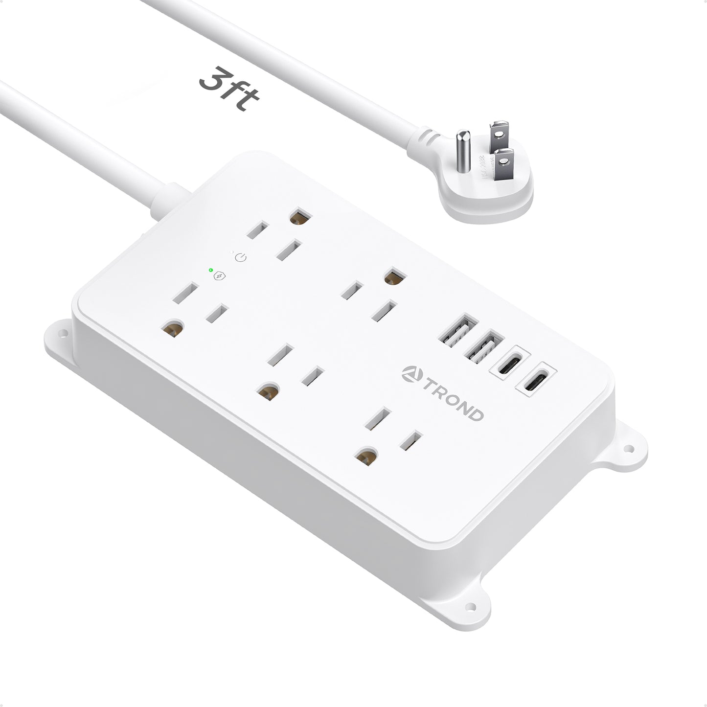 TROND Power Strip Surge Protector 3ft, Wall Mountable