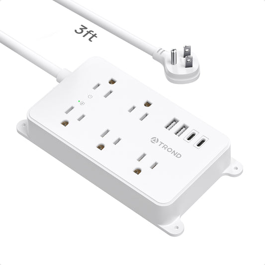 TROND Power Strip Surge Protector 3ft, Wall Mountable