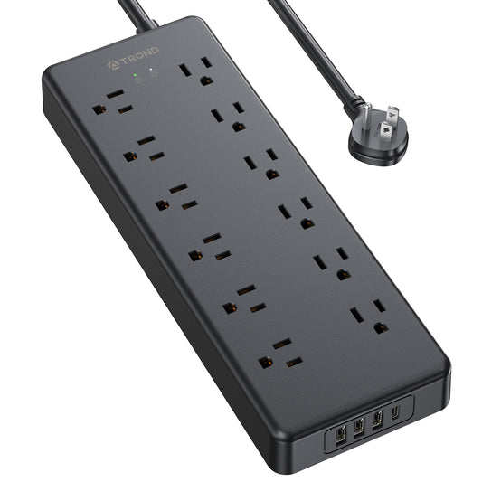 Surge Protector Power Strip, 4000J, ETL Listed, TROND 5 FT Flat Plug Extension Cord