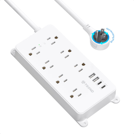 Surge Protector Power Strip with 360° Rotating Plug, 7 Widely-Spaced Outlets