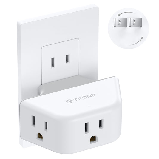 TROND 2 Prong to 3 Prong Outlet Adapter with 360 Rotating Plug