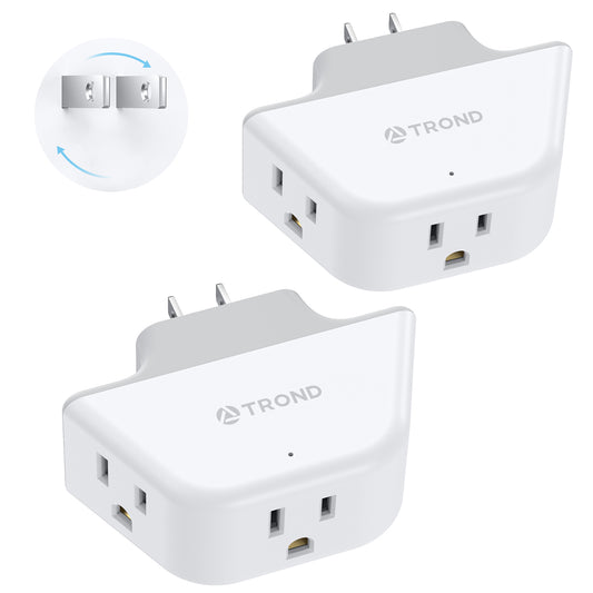 TROND 2 Prong to 3 Prong Outlet Adapter with 360 Rotating Plug 2 Pack