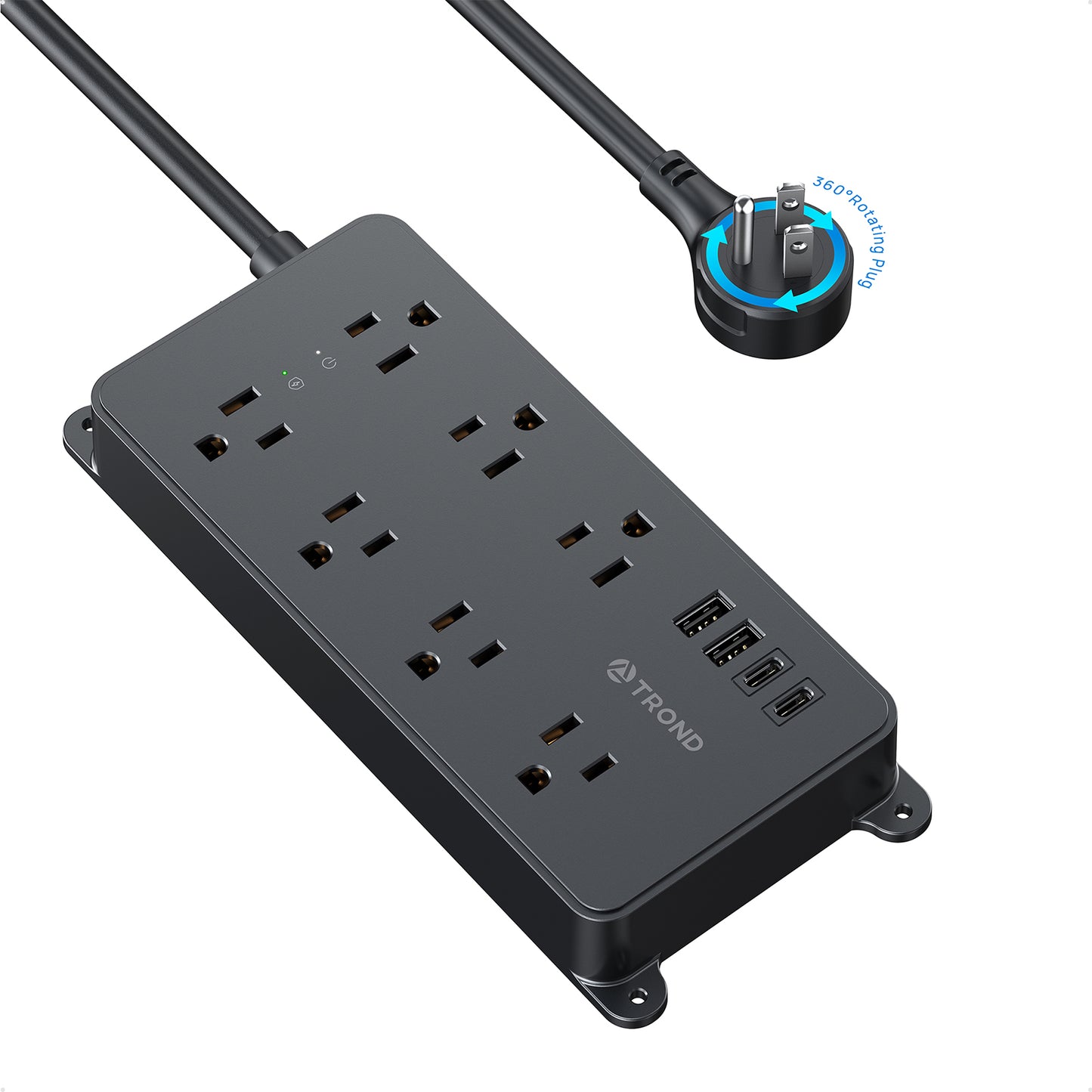 Power Strip Surge Protector with 360° Rotating Plug, 7 Widely-Spaced Outlets