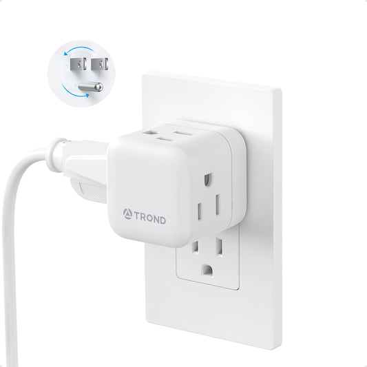 Outlet Extender with 360 Rotating Plug - 3 Way Outlet Splitter