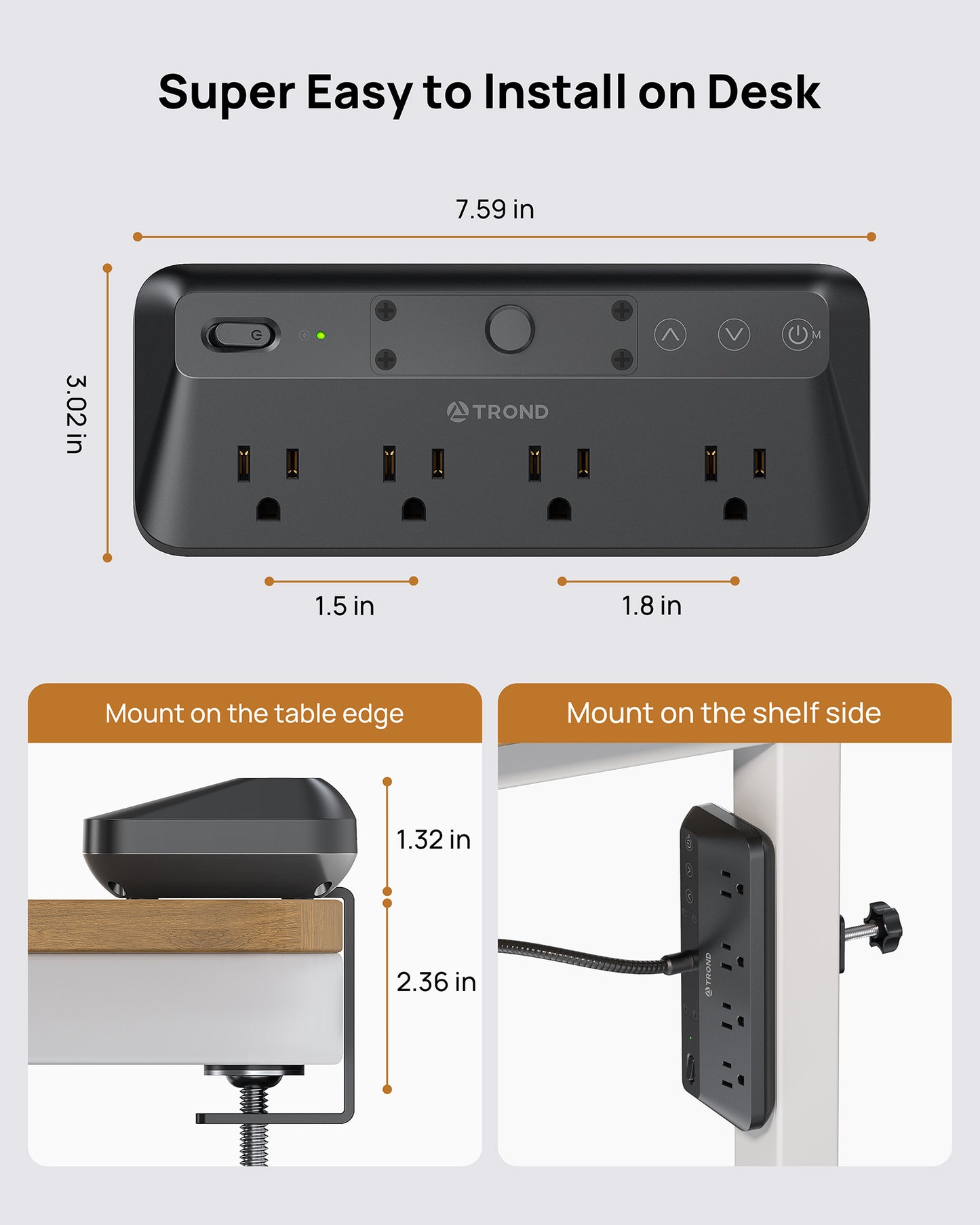 LED Desk Lamp with Clamp Power Strip