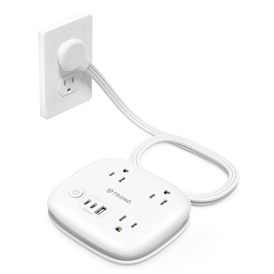 Travel Power Strip with USB C, Flat Plug Extension Cord with 3 Outlets 3 USB (2 USB C)