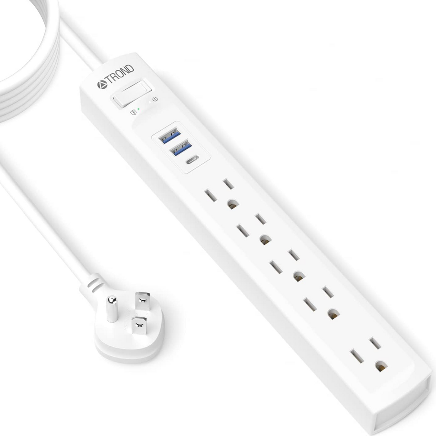 6FT 5 AC Outlets & 3 USB Ports Power Strip Surge Protector