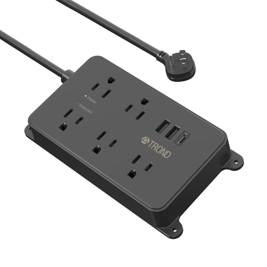 5-Outlet Surge Protector w/ 3 USB Ports, 1300J Black