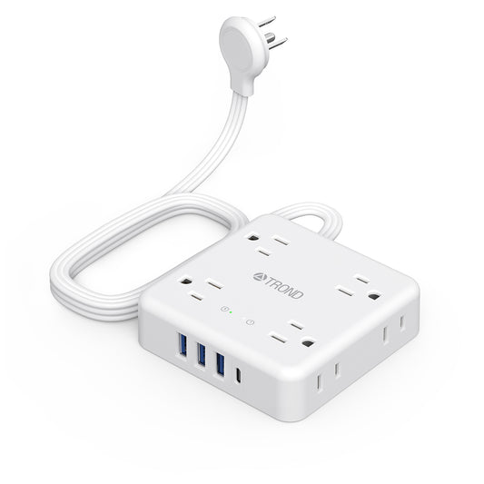 Power Strip Surge Protector with 3 USB-A & 1 USB-C Port, 8 Widely-Spaced Outlets, 1440J