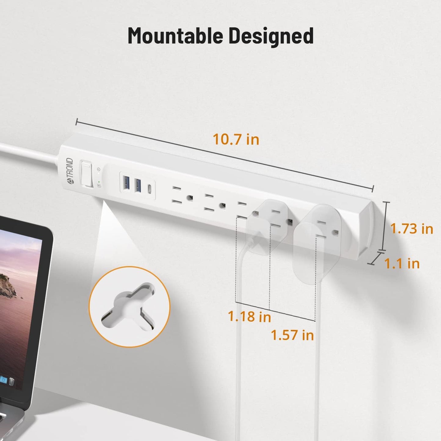 6FT 5 AC Outlets & 3 USB Ports Power Strip Surge Protector