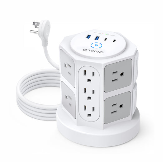 Surge Protector Power Strip Tower - TROND Power Strip with 4 USB Ports