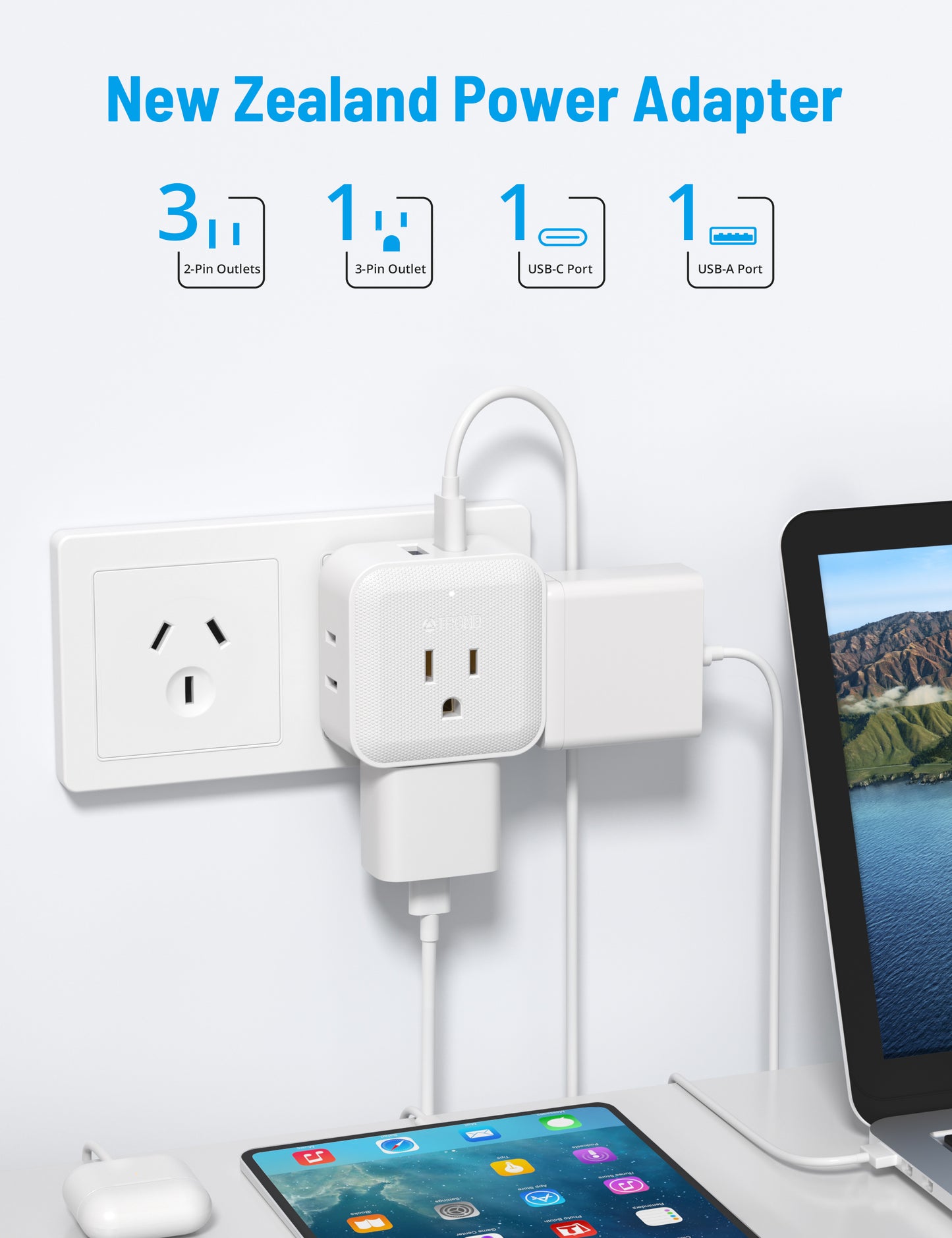 New Zealand Power Adapter 2 Pack - TROND Australia Power Plug Adapter