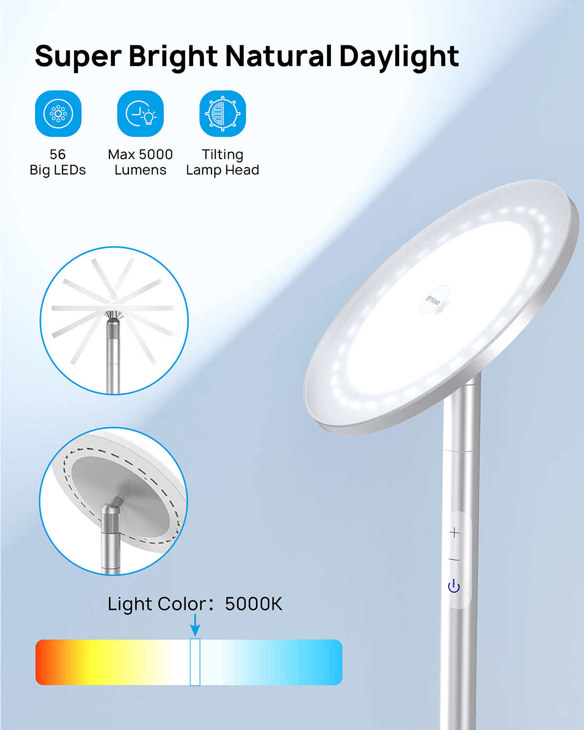 Floor Lamps for Living Room - 5000LM Super Bright LED Torchiere Floor Lamp