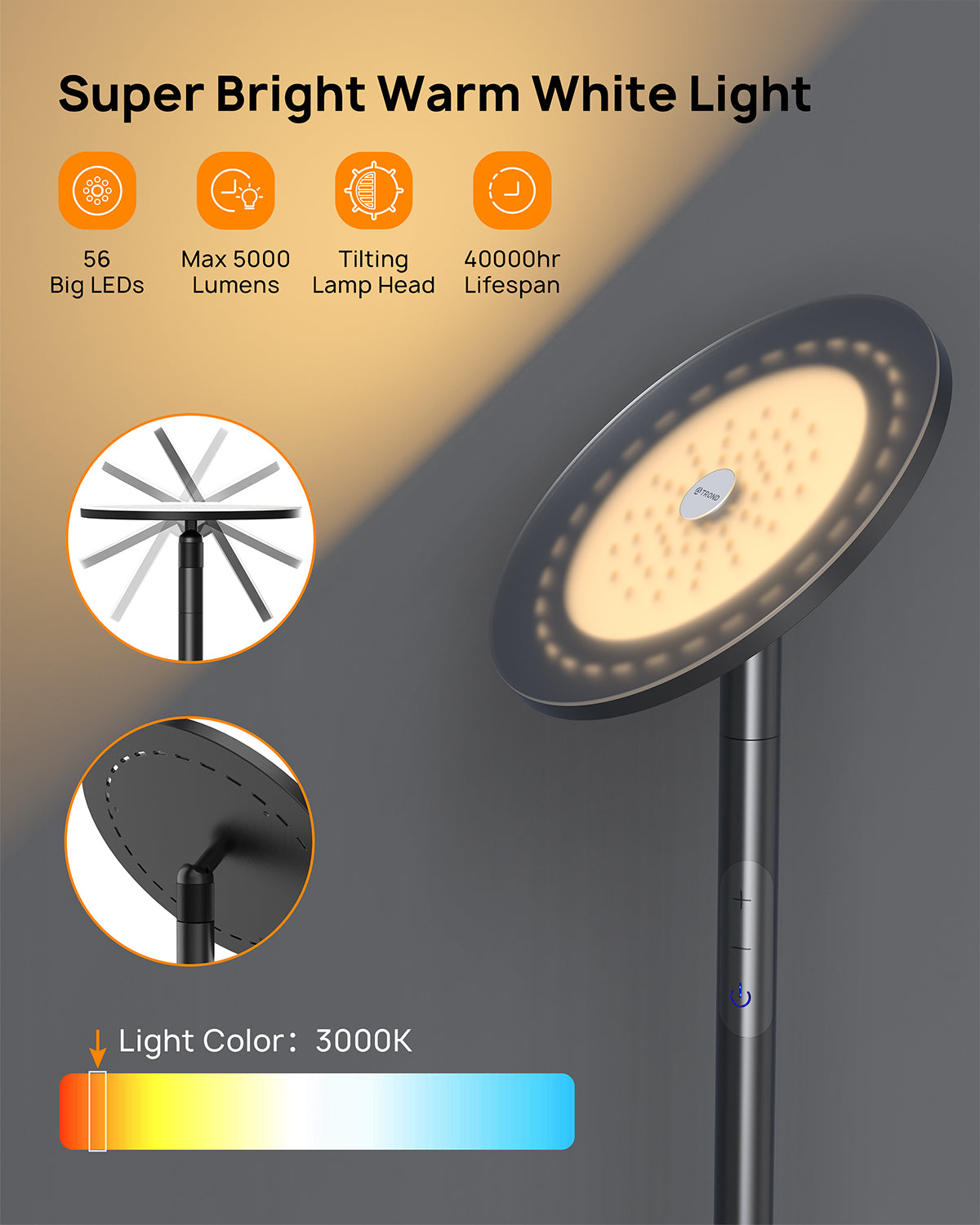 Floor Lamps for Living Room - 5000LM Super Bright LED Torchiere Floor Lamp