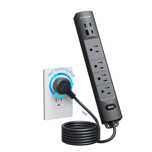 360° Rotating Plug Surge Protector, 3 USB C and 1 USB A