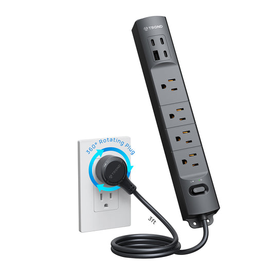 360° Rotating Plug Surge Protector, Power Strip with USB Ports