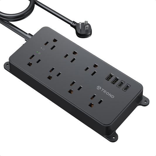 Power Strip Surge Protector 10ft, ETL Listed, Flat Plug Extension Cord with 2 USB-A & 2 USB-C