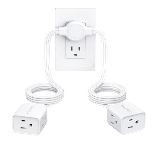 Split Extension Cord Power Strip，Low-Profile Flat Plug