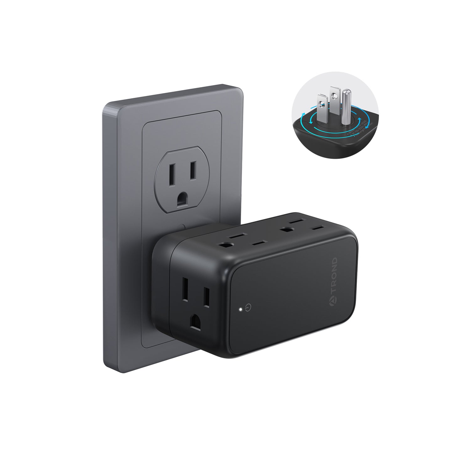 Outlet Extender with Rotating Plug, 6 AC Outlet Splitter