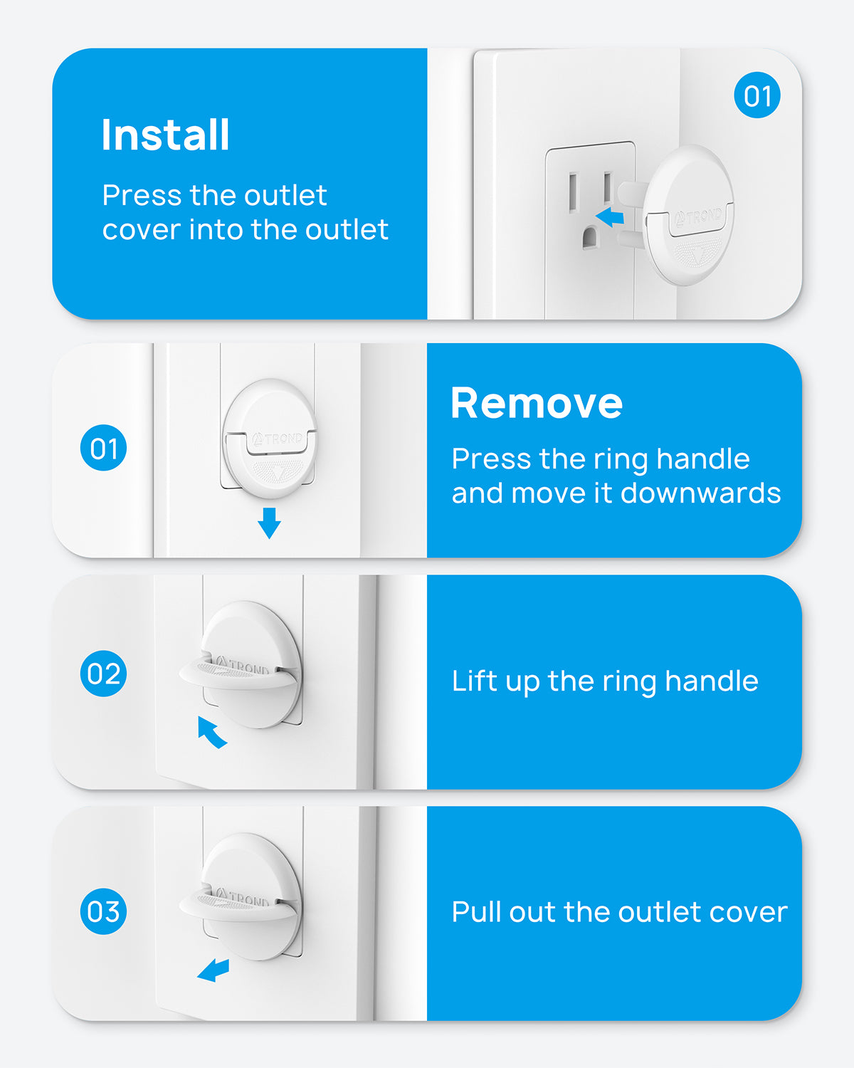 Outlet Covers Baby Proofing, 32 Pack, Plug Covers with Hidden Pull Handle
