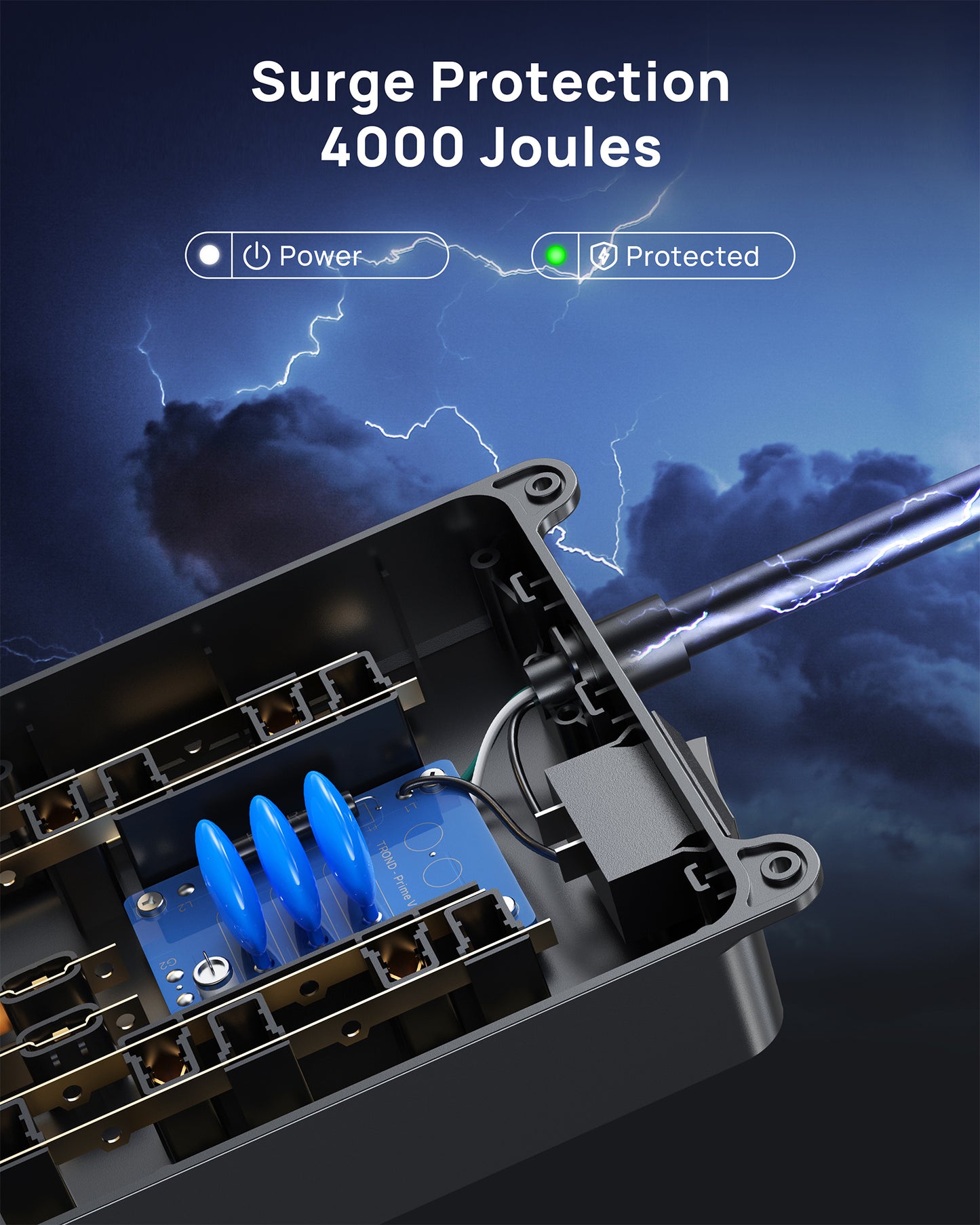360° Rotating Flat Plug, Surge Protector Power Strip