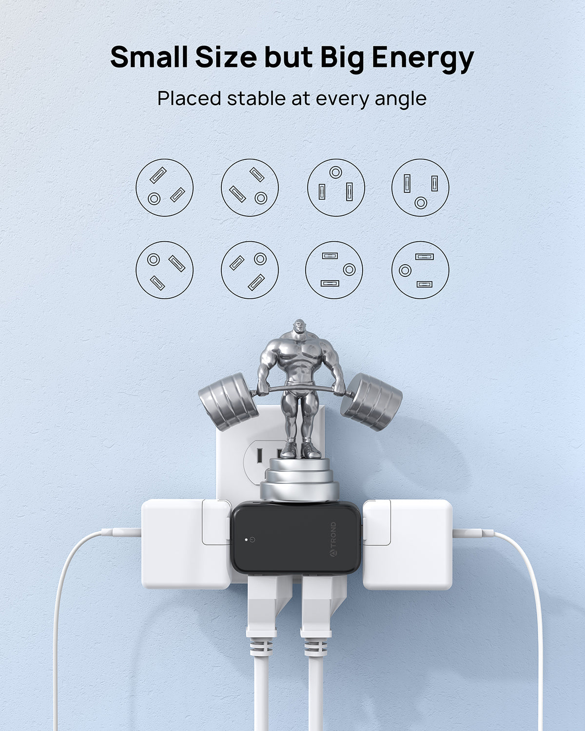 Outlet Extender with Rotating Plug, 6 AC Outlet Splitter